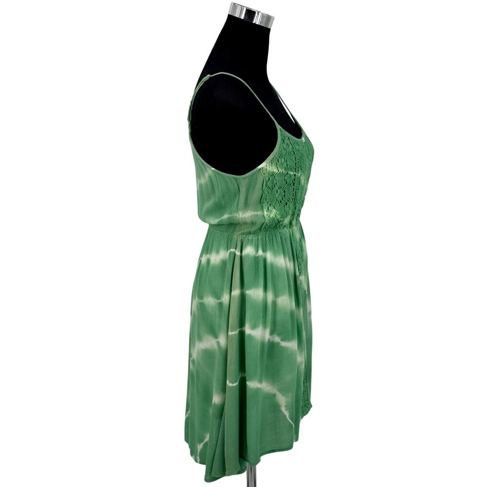 NWOT Green Crochet Tie Dye Mini Slip Dress S | Boho Grunge Fairycore Whimsigoth - Picture 5 of 16